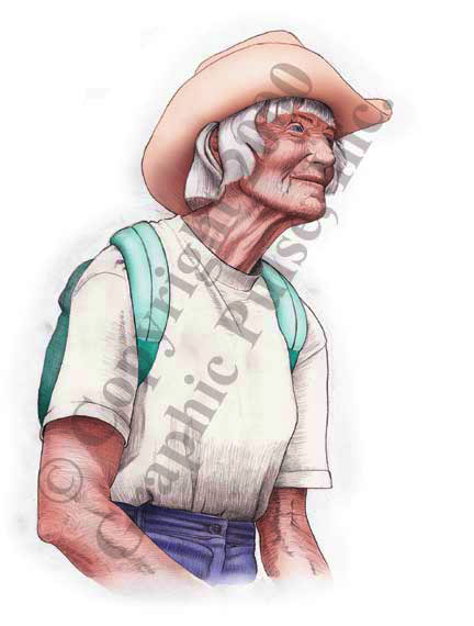 elderly woman figure illustration